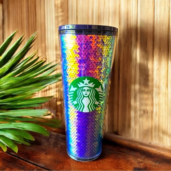 STARBUCKS Limited Edition 24oz Multicolored Sequin Tumbler - Picture 1 of 7